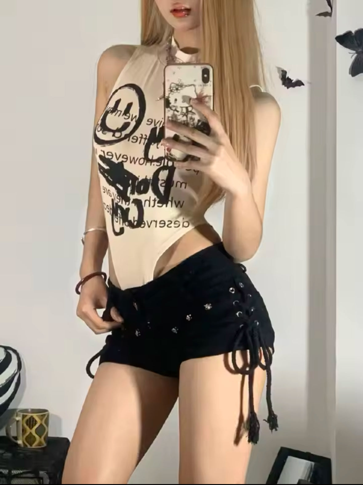 Sexy American Retro Lace-Up Skinny Shorts for Women – Trendy Streetwear, Daily Personality Fashion for Students & Holidays