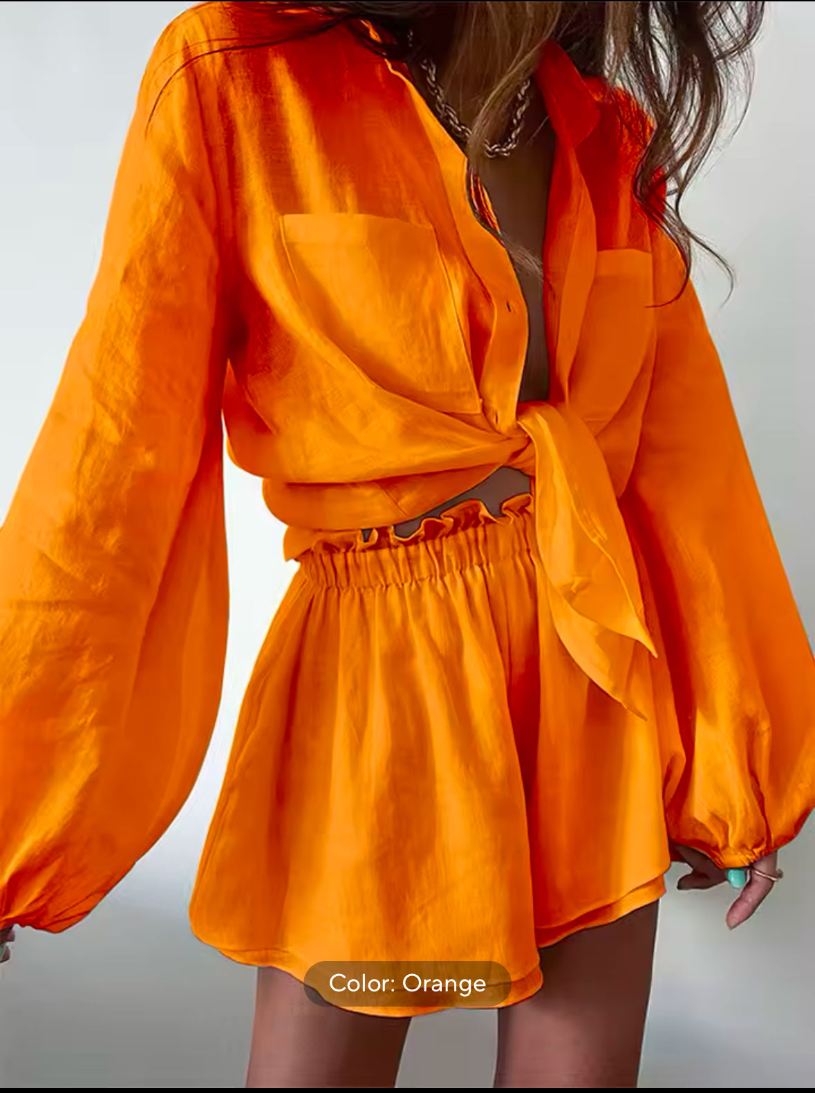 2025 Bohemian Spring Summer Set for Women – White Loose Fit Blouse & Shorts 2-Piece Outfit for Casual and Beach Style