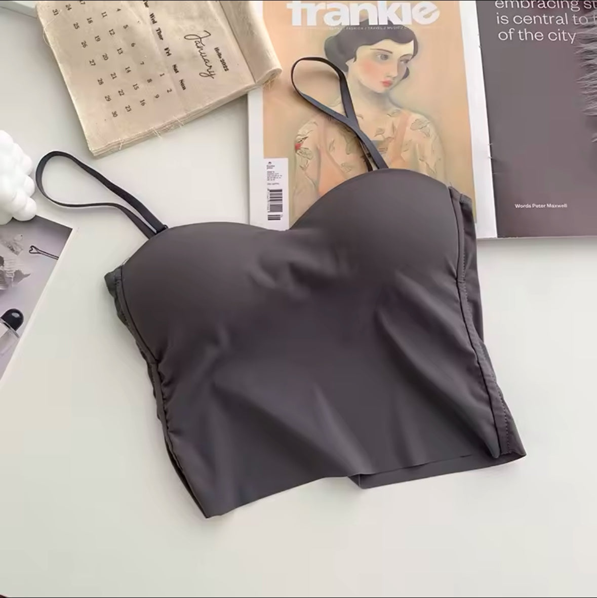 Women’s Backless Tank Tops – Cute Slim Fit Spaghetti Camisole with Bra Pad, Elastic Ice Silk Crop Tops for Fashionable Comfort