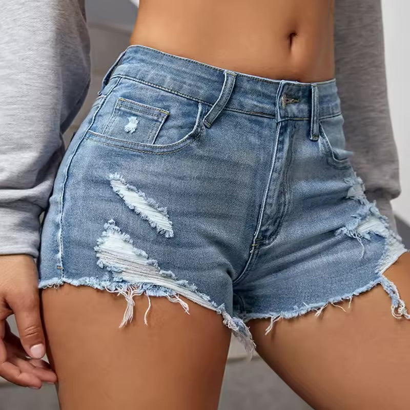 🔥 EZwear Ripped Raw Trim Denim Shorts – Bold, Edgy Style for Effortless Summer Vibes