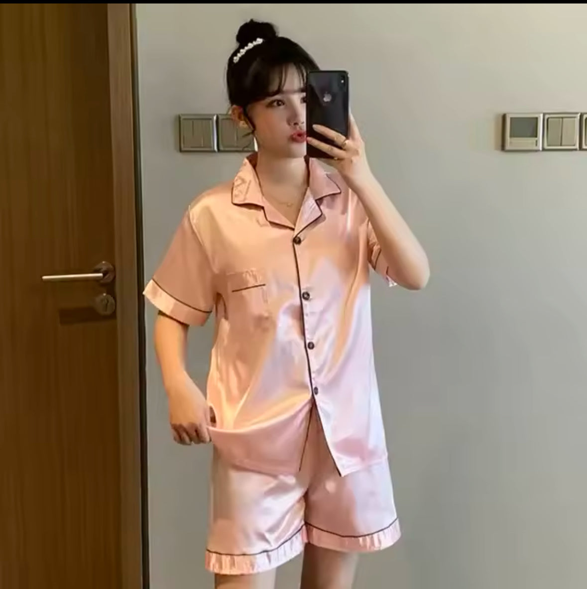 Silk Satin Pajamas Set for Couples – Comfortable Short-Sleeved Sleepwear for Men & Women, Plus Size Loungewear