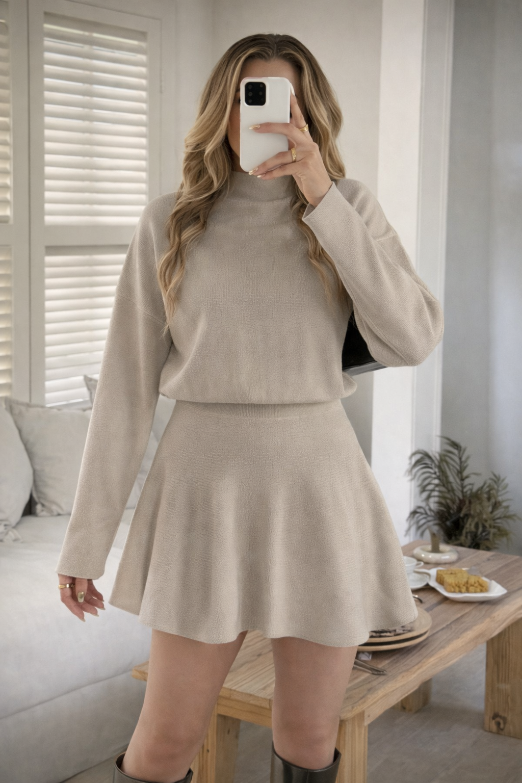 Women’s Knit Sweater Dress – Elegant Winter Commuting Mini Dress - UltraChic