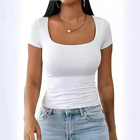 Slaydiva Basic Summer White Women’s T-Shirt – Chic Comfort Meets Everyday Elegance