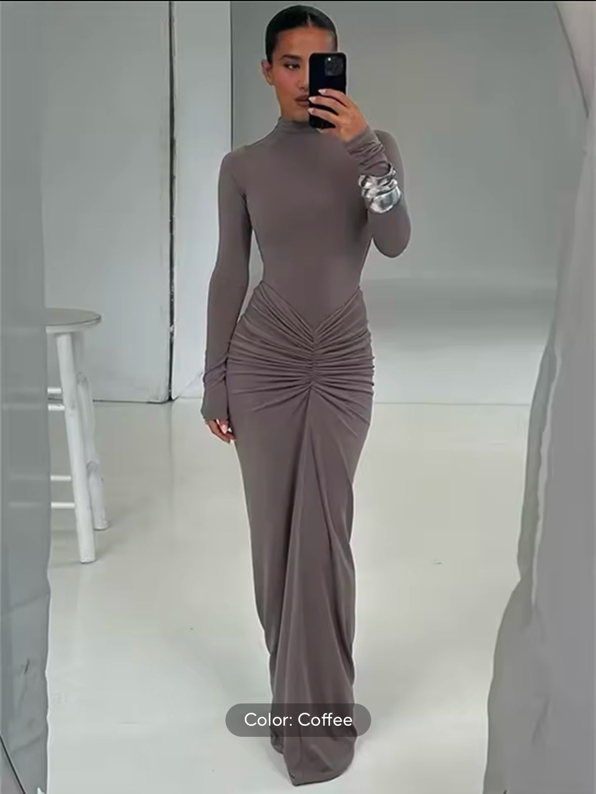 Tossy Pleated Fashion Dress 2025, Women’s Long Sleeve Maxi Dress, Slim Fit High Waist Patchwork Dress, Summer Party Wear, Elegant Solid Long Dress for Women, 2025 Women’s Fashion, Chic Party Dress