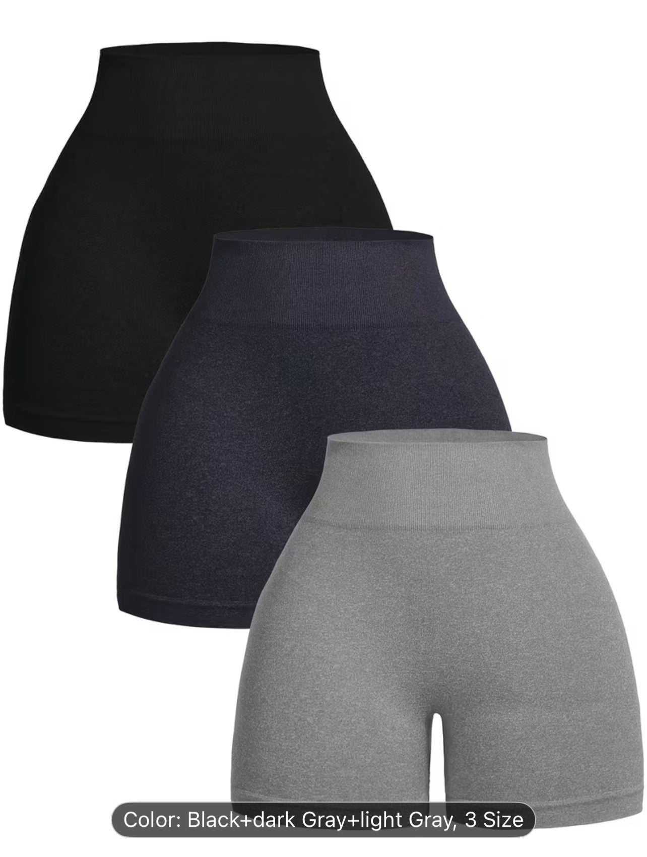 3PCS Letter Print Fitness Shorts Set – Stretchy Breathable Tummy Control Activewear for Women