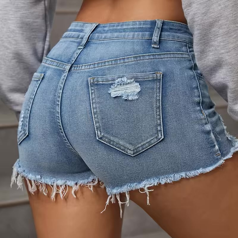 🔥 EZwear Ripped Raw Trim Denim Shorts – Bold, Edgy Style for Effortless Summer Vibes