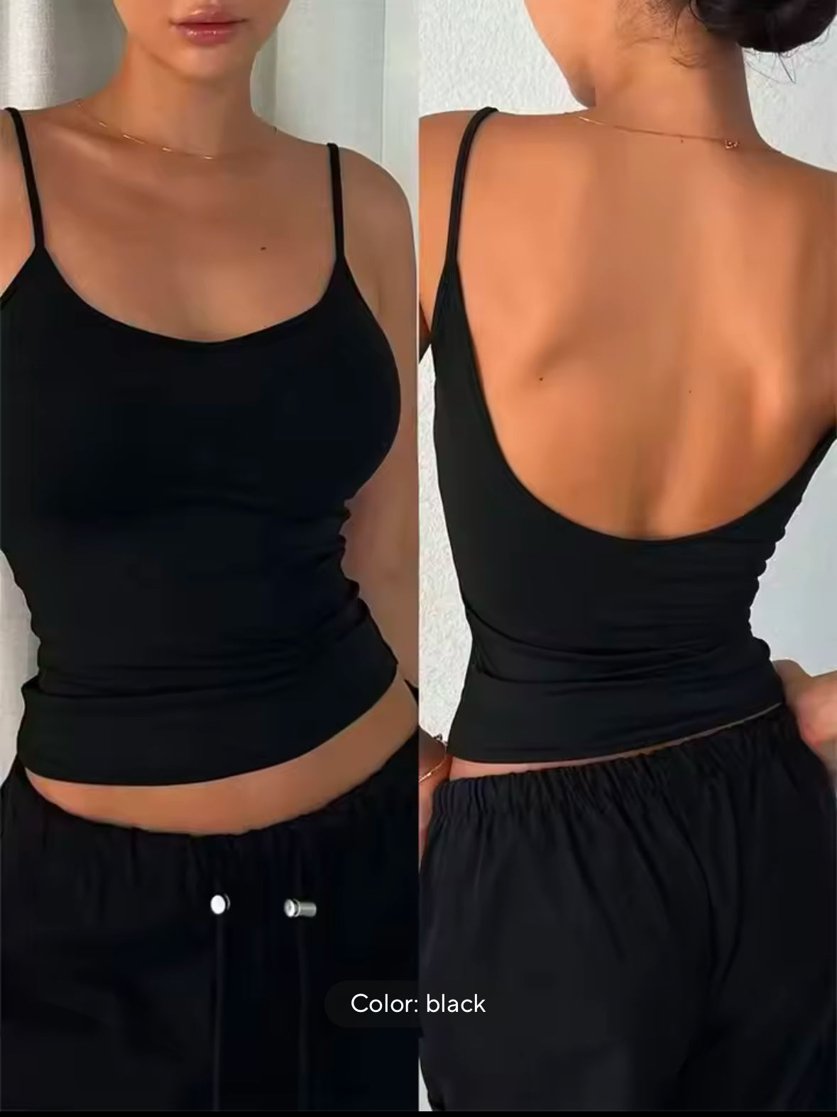 Strévra Women’s Backless Slim Fit Camisole Y2K Tank Top – Stylish Summer Essential for Comfort & Fashion