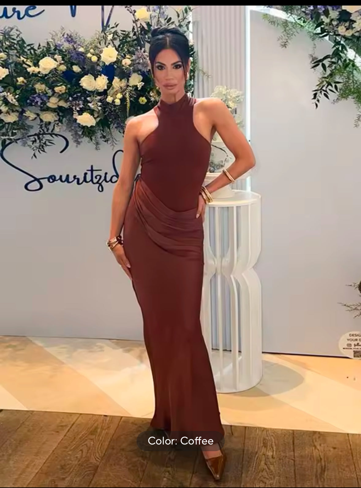 Elegant Black Satin Maxi Dress for Women – Sleeveless High Waist Hollow Out Dress for Autumn Parties and Clubwear