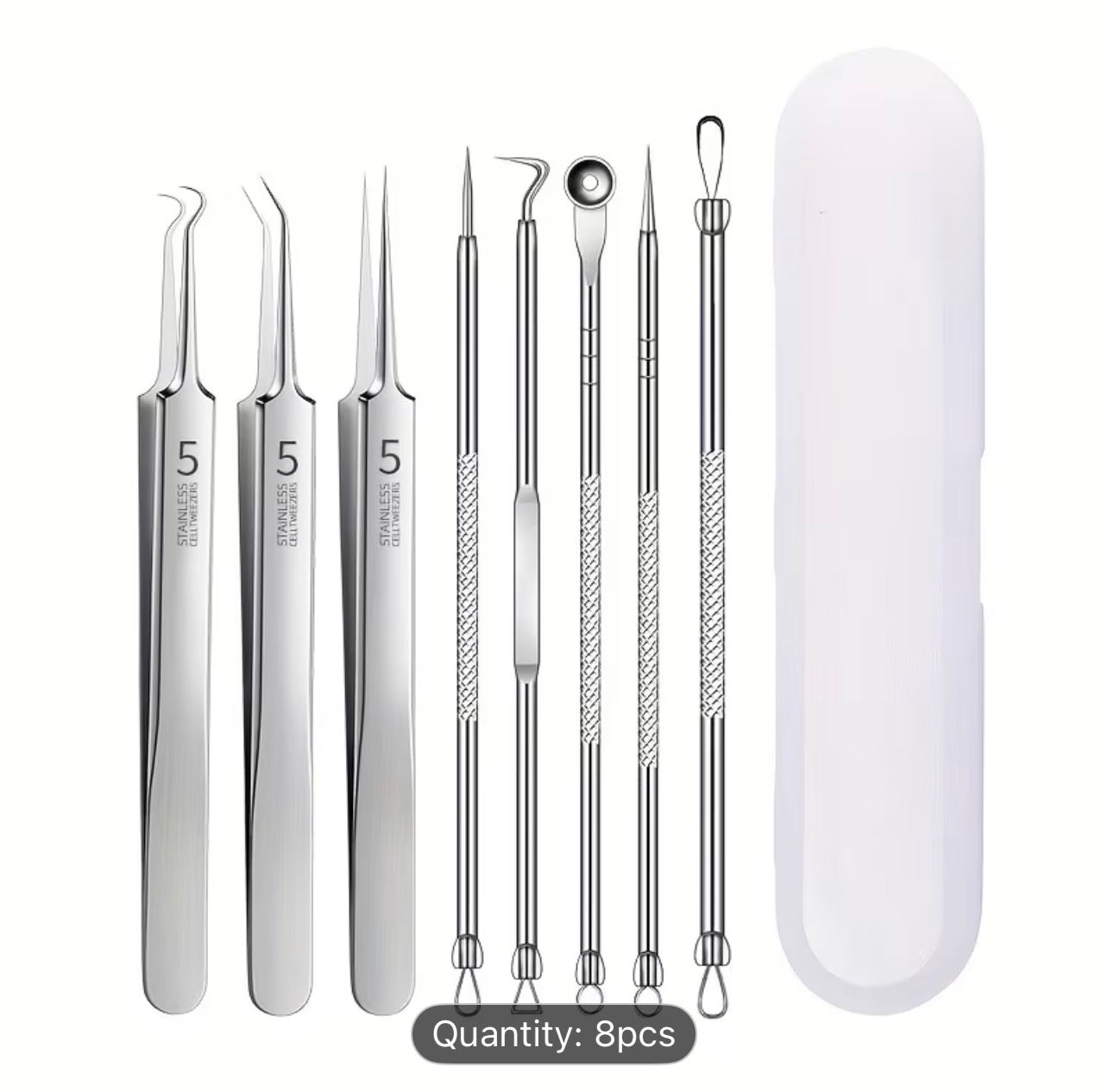 Professional Blackhead Remover Tool Kit 8 Pieces Stainless Steel Acne Extractor Set Deep Pore Cleaning Skincare for Men and Women 💖 - UltraChic