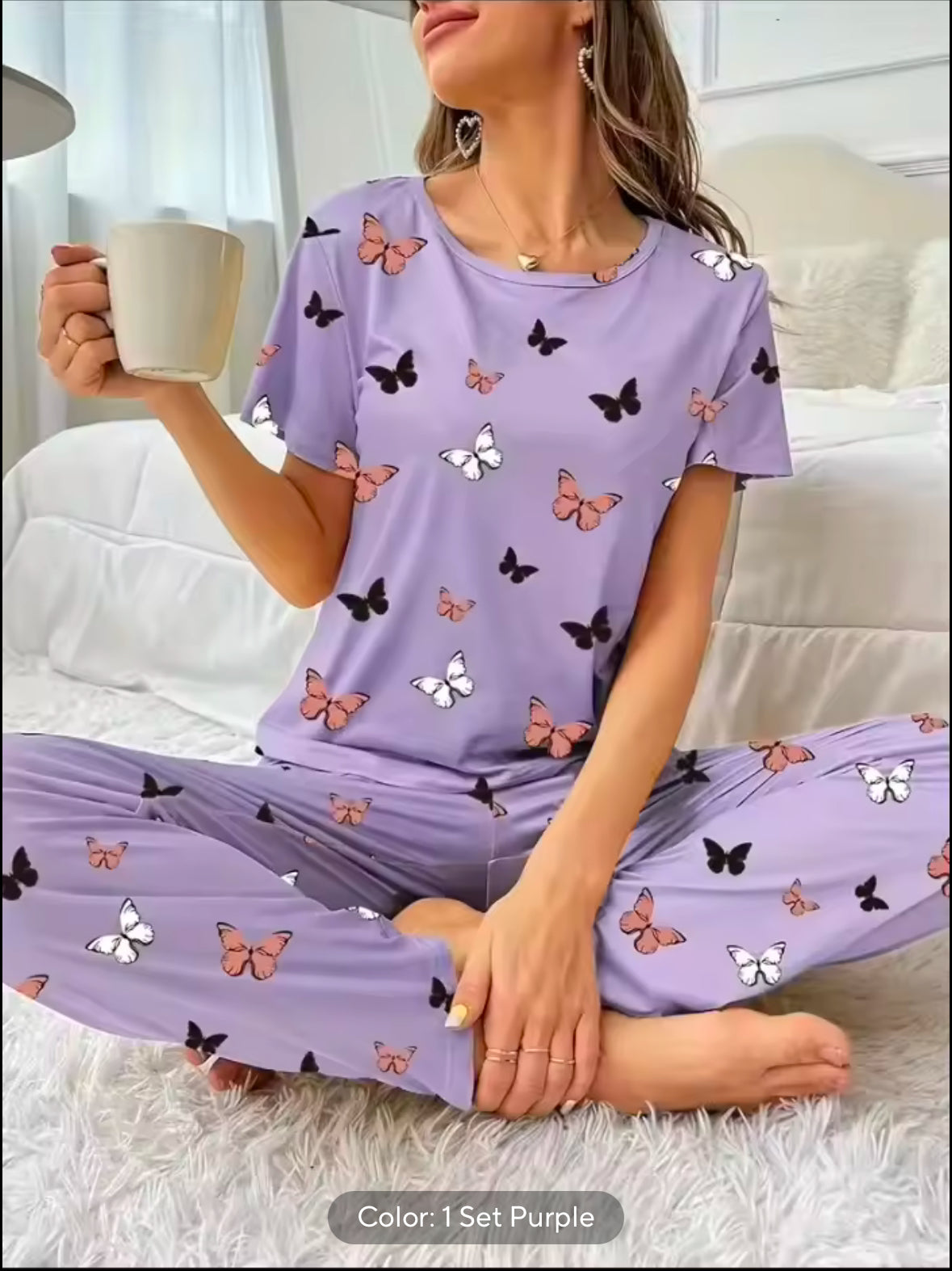 Set Elegant Plus Size Lounge Set for Women – Satin Striped Button-Up Long Sleeve Shirt & Pants Pajamas – Comfortable & Stylish Loungewear