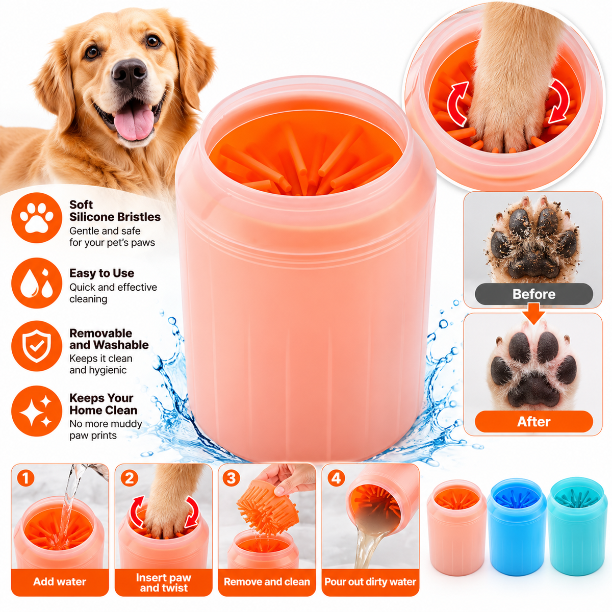 Dog Paw Cleaner Cup – Portable Silicone Paw Washer