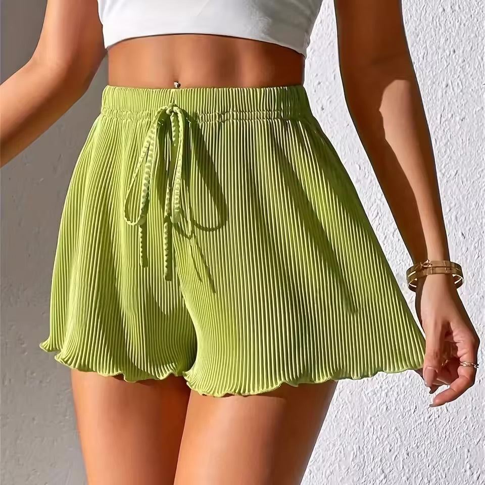 Effortless Elegance: Breezaya Ruffle Trim Ribbon Shorts