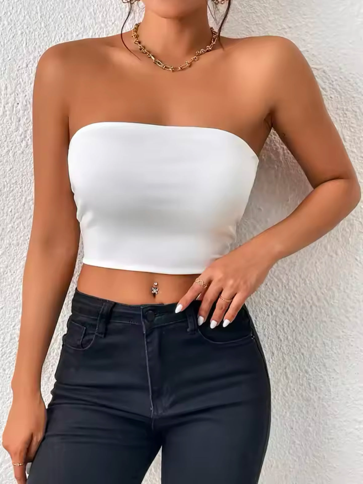 Sexy Bodycon Crop Tube Top – Solid Stretchy Casual Women’s Everyday Top for Effortless Style