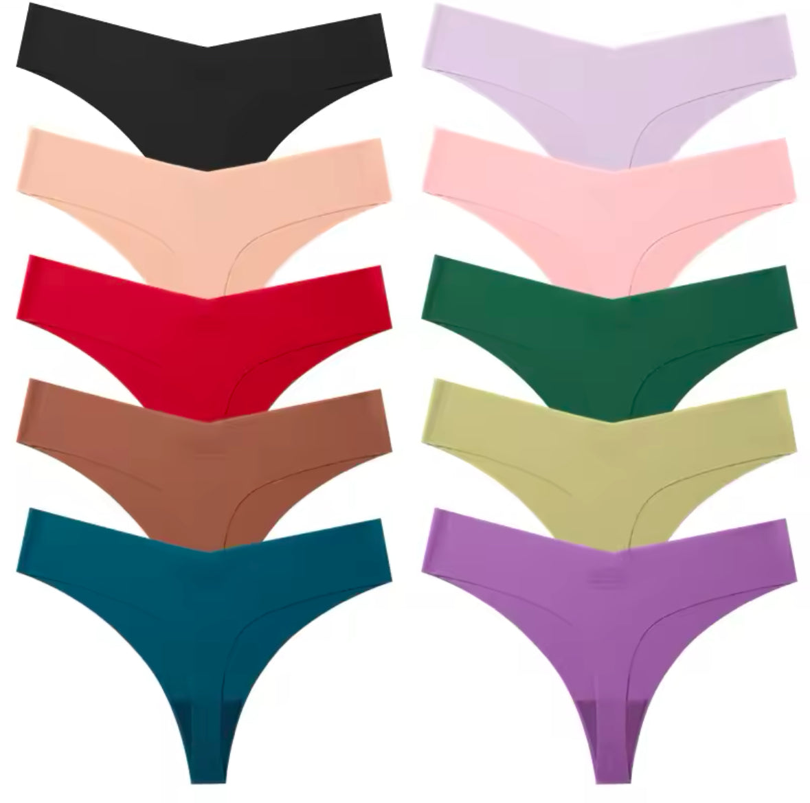 Poblador 10PCS Women’s Seamless Thongs – Comfortable & Breathable Sexy Underwear Set for Everyday and Sport