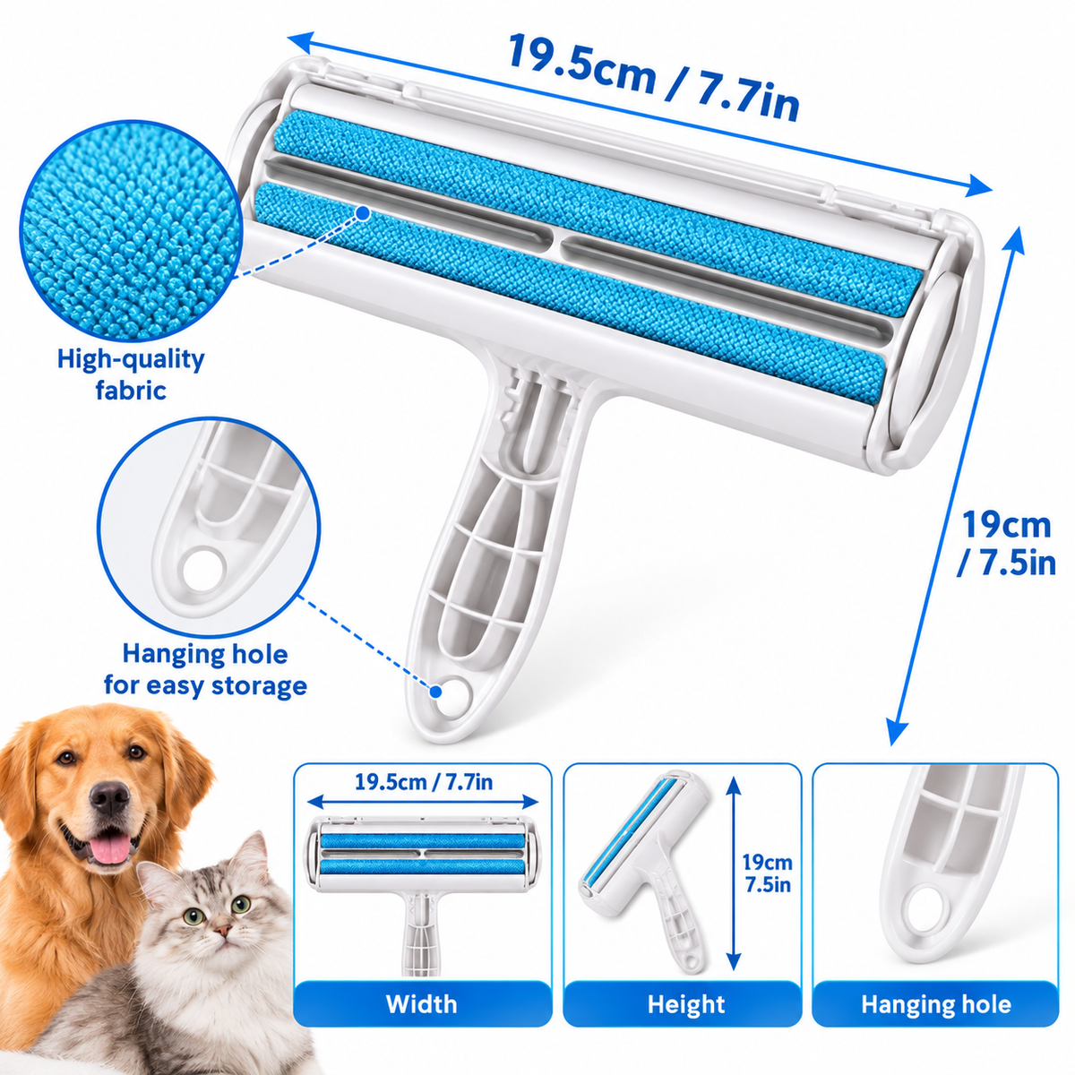 Pet Hair Remover Roller – Reusable Fur & Lint Cleaner