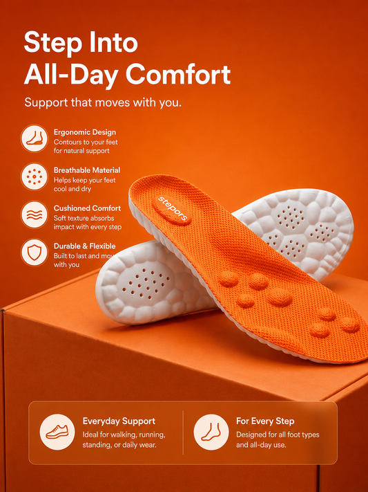 Stepprs™ Acupressure Massage Insoles – Arch Support & Foot Pain Relief Shoe Inserts for Plantar Fasciitis, All-Day Comfort & Shock Absorption