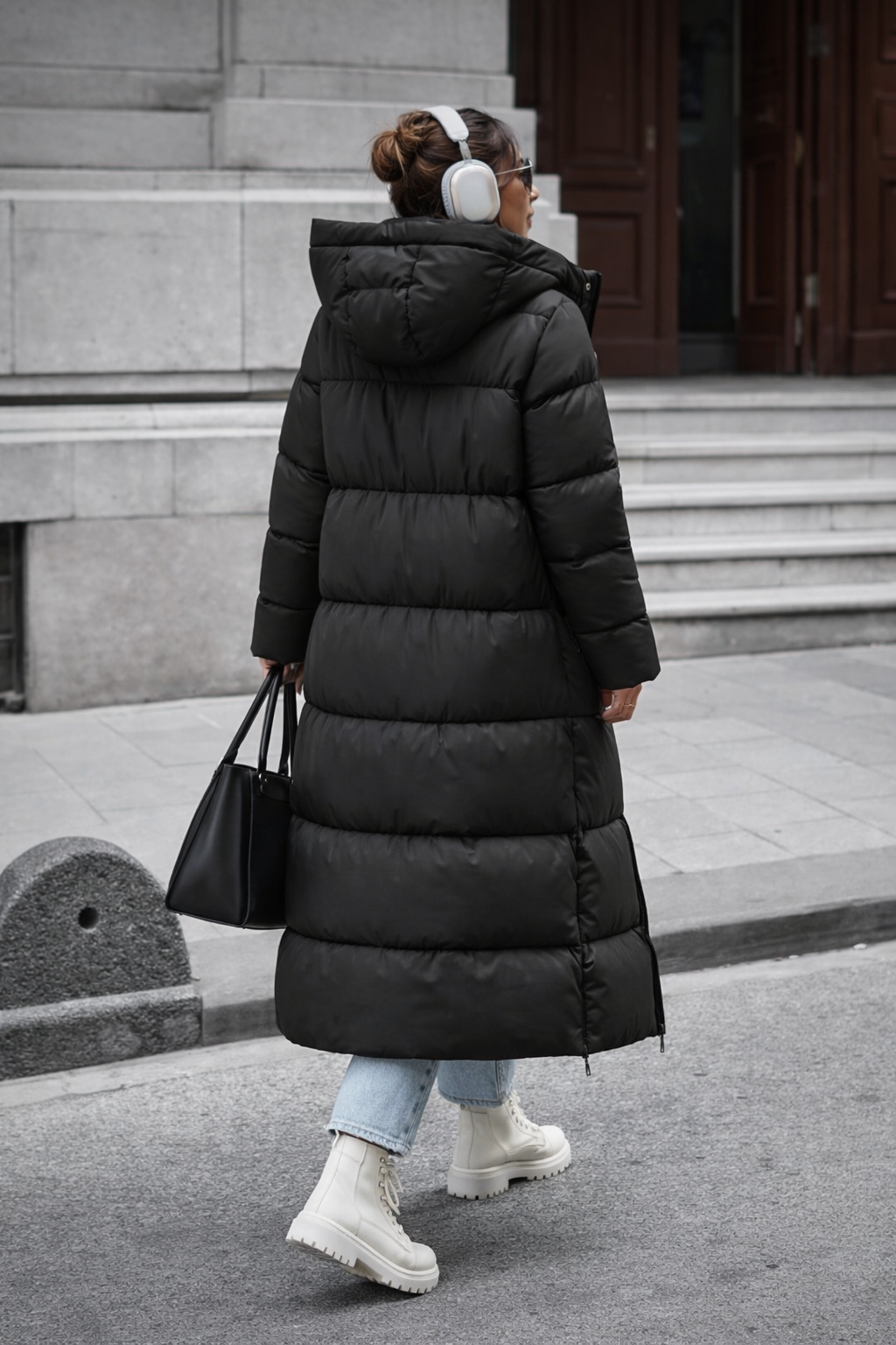 Women’s Ultra-Warm Long Hooded Puffer Coat – Waterproof Quilted Winter Jacket