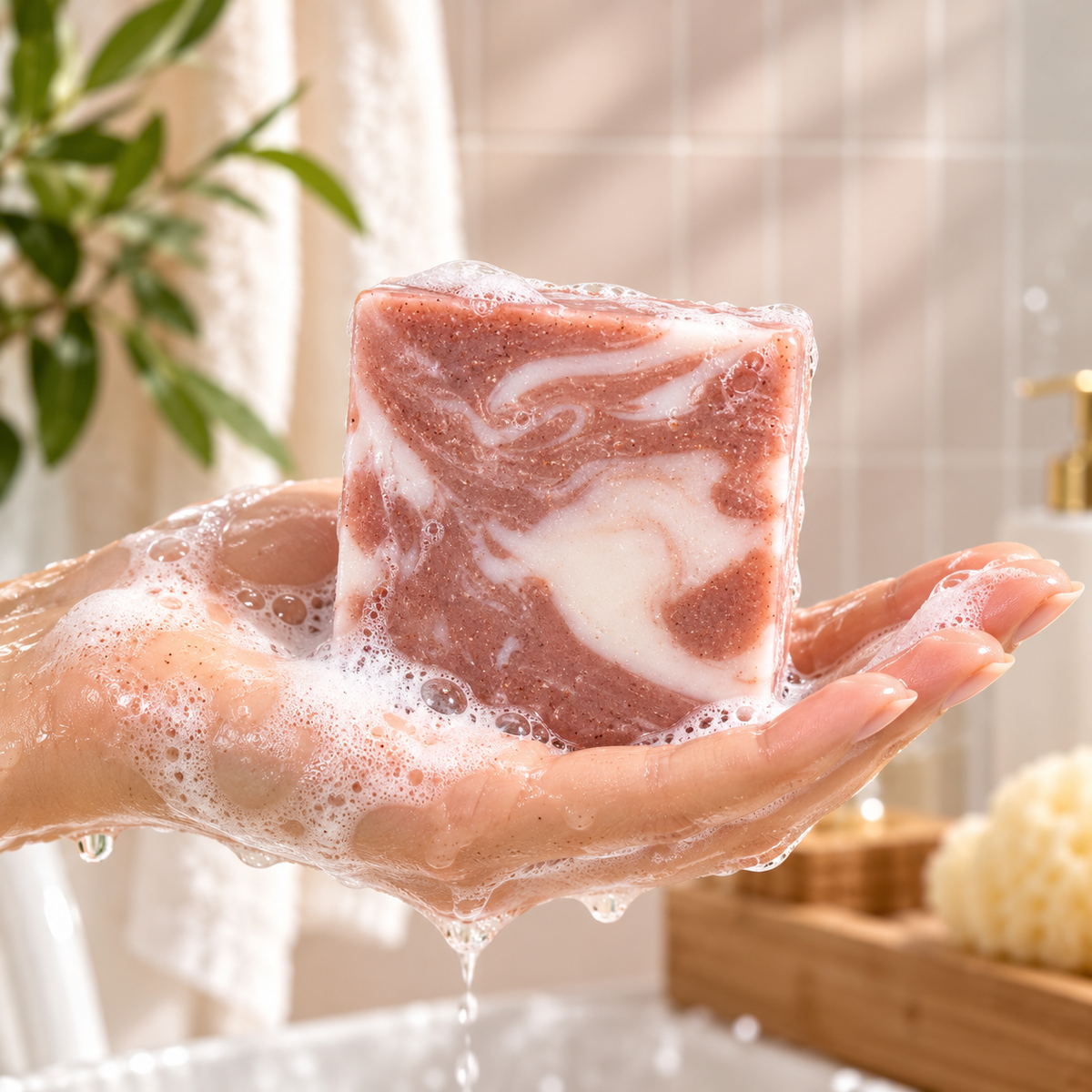 Shea Butter Exfoliating Body Wash Bar – Almond & Cherry Scent