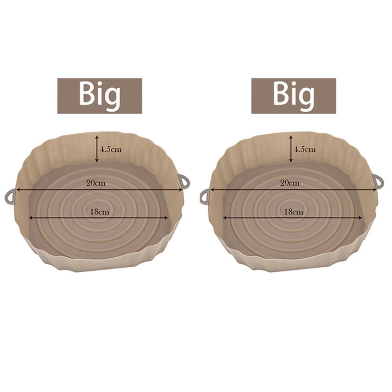 1/2/3PCS Reusable Air Fryer Silicone Pot Oven Baking Tray Airfryer Silicone Basket Pizza Fried Chicken Grill Pan Mat for Kitchen - UltraChic