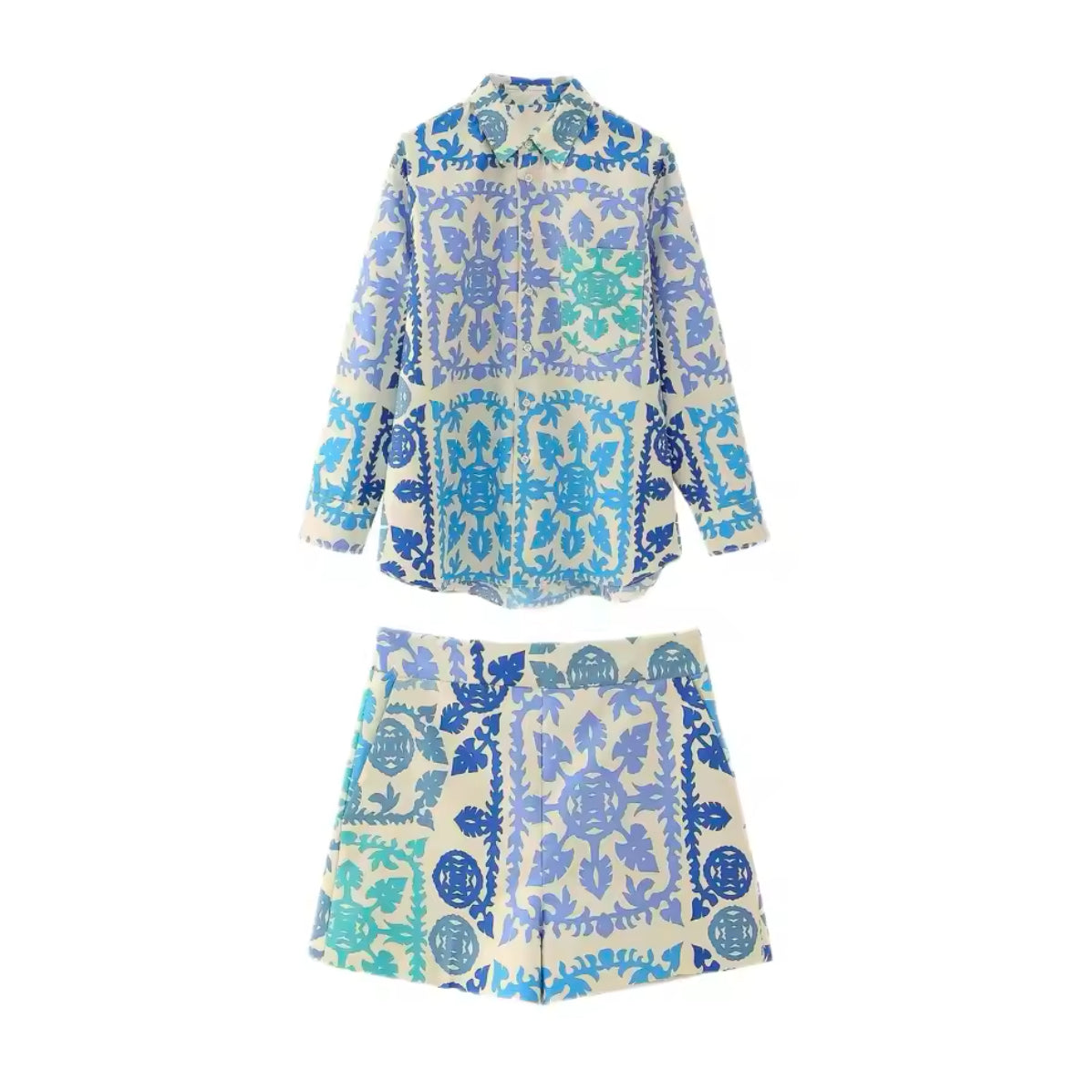 Clearance Sale: Stylish Women’s Summer Shirt & Shorts Set | Printed Blouse and Bottom – Trendy Casual Outfit