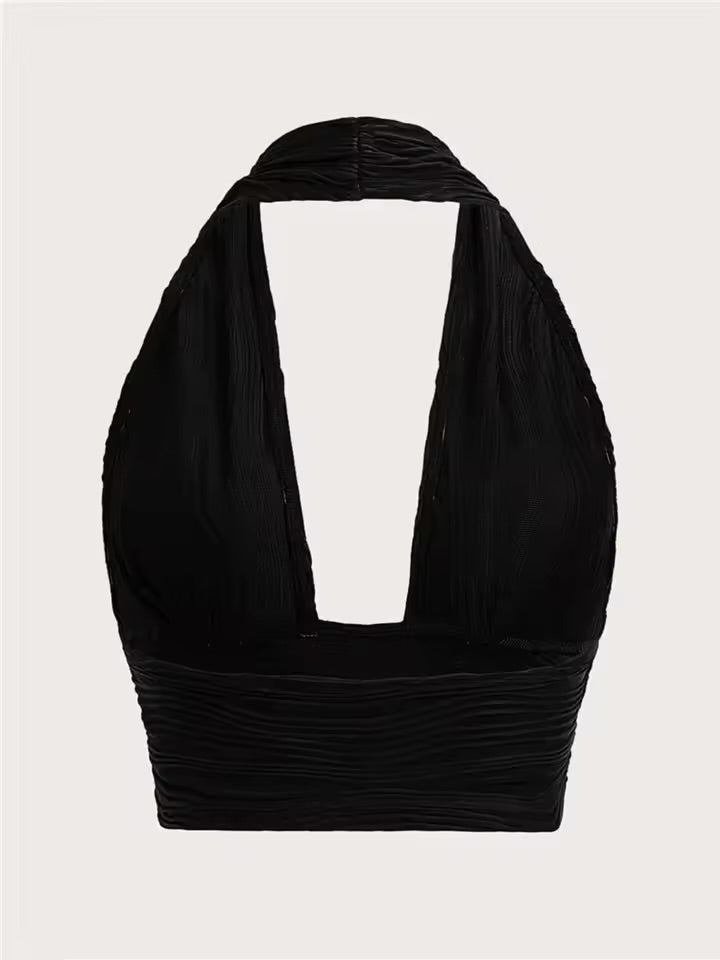 SXY Halter Neck Knot Backless Crop Top – Sleek, Sexy & Unforgettable
