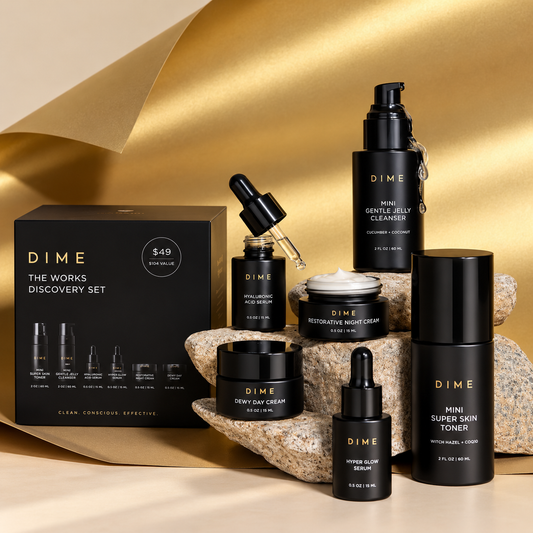 DIME Beauty The Works Discovery Set – 6-Piece Skincare Routine Kit