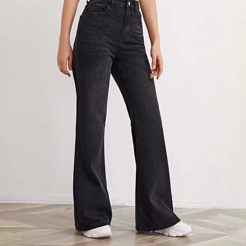 SHEIN Essence Women’s Casual Wide-Leg Jeans – Elastic Waist, Lightweight & Relaxed Fit, Perfect for Everyday Style