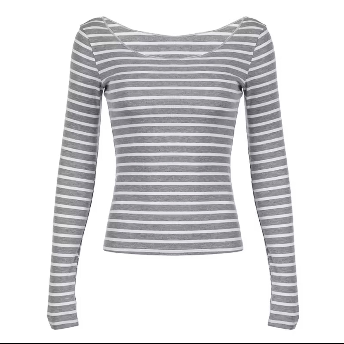 Women’s Slim Fit Long-Sleeved Striped T-Shirt – Japanese & Korean Street Style for Spring and Fall