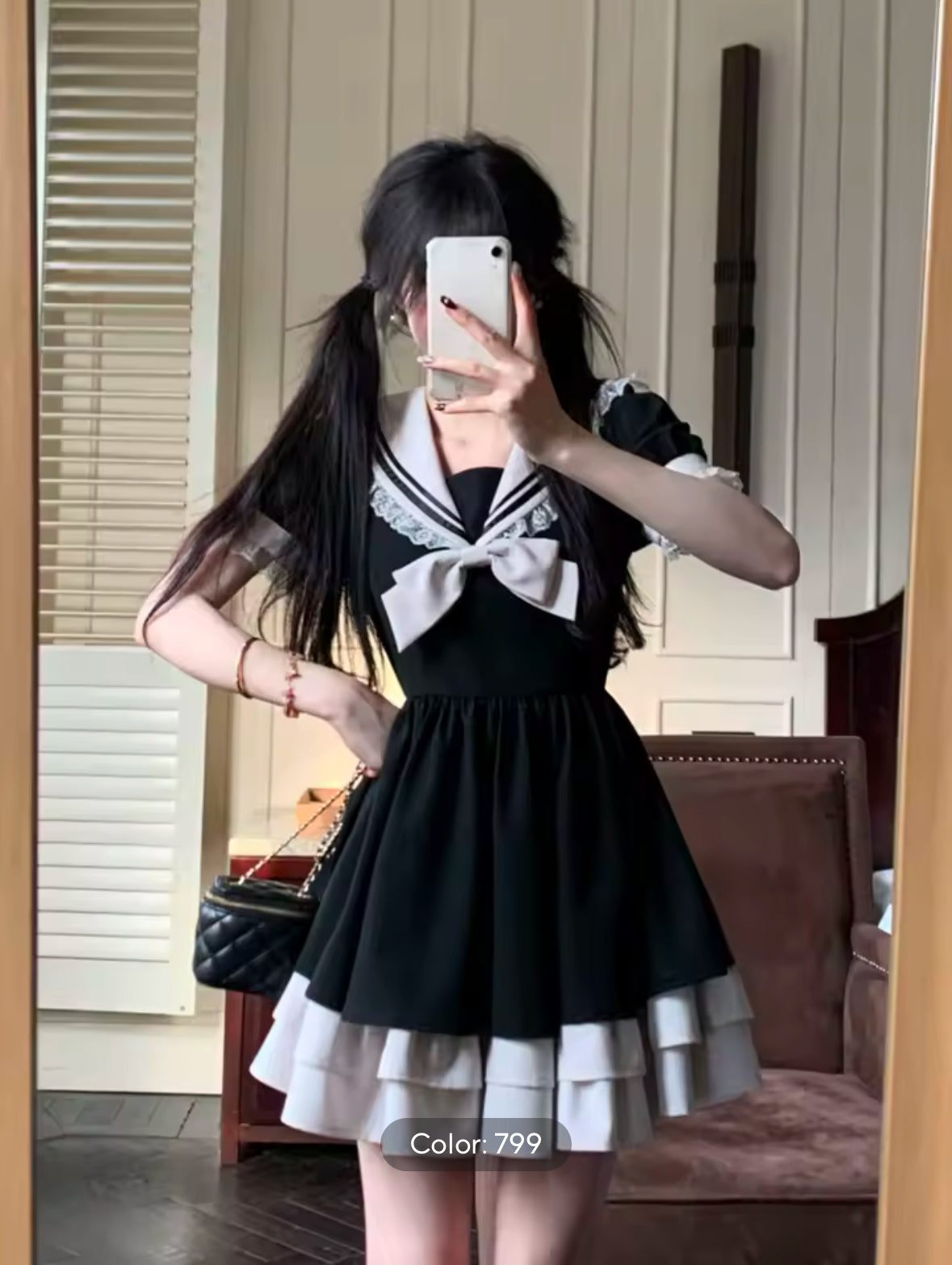 Harajuku Kawaii Plaid Dress with Sweet Bow – Slim Fit Long Sleeve Lolita Dress for Women, All-Match Autumn Fashion