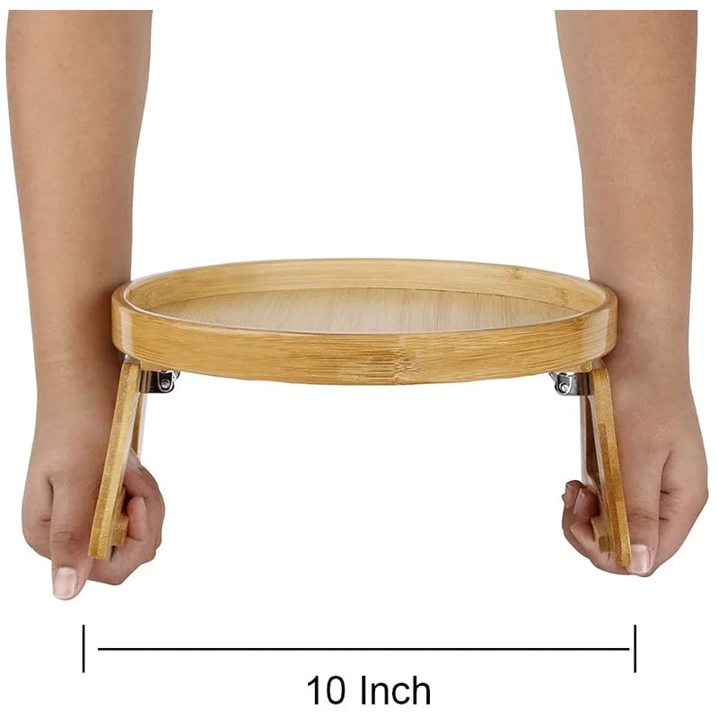 Foldable Round Bamboo Storage Tray with Legs – Stylish, Space-Saving Organization for Any Room!