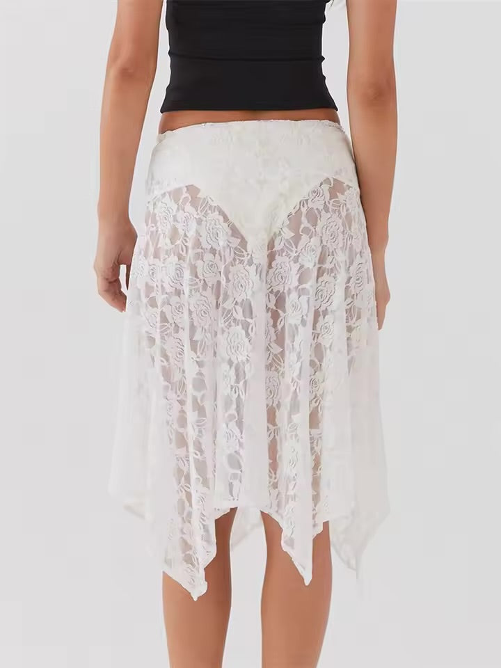 Glamine Goddess: Asymmetrical Lace Skirt That Dances With Light