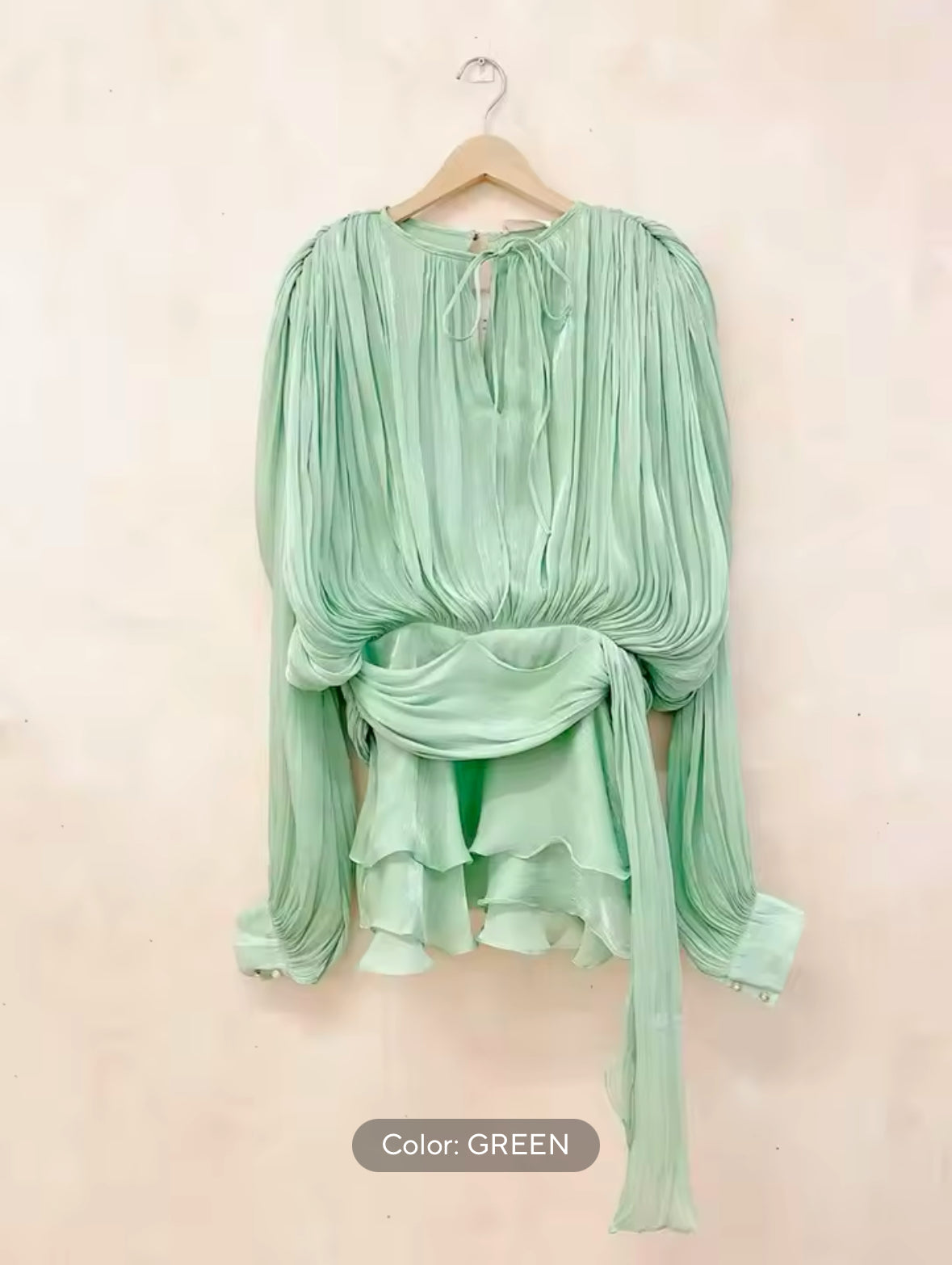 TWOTWINSTYLE Solid V-Neck Mini Blouse Dress for Women – Long Sleeve, Lace-Up, Sweet Style Fashion Dress