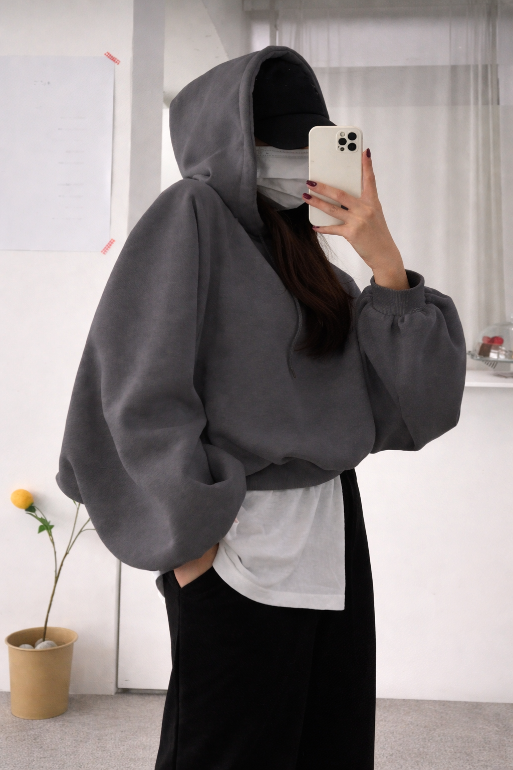 Women’s Oversized Crop Hoodie – Cozy Fall Casual Sweatshirt