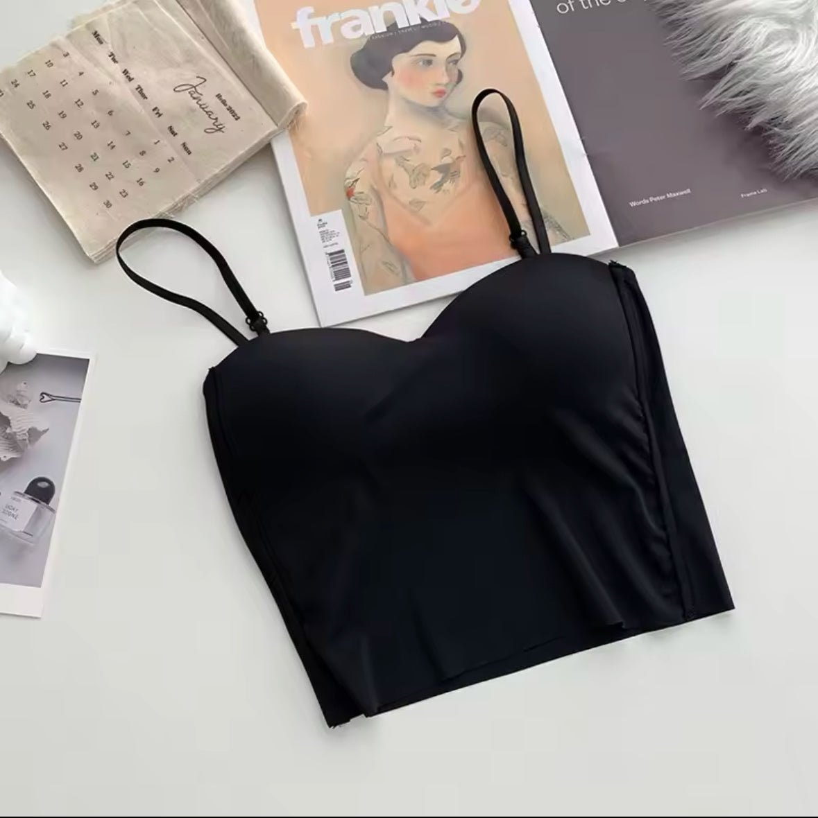 Women’s Backless Tank Tops – Cute Slim Fit Spaghetti Camisole with Bra Pad, Elastic Ice Silk Crop Tops for Fashionable Comfort