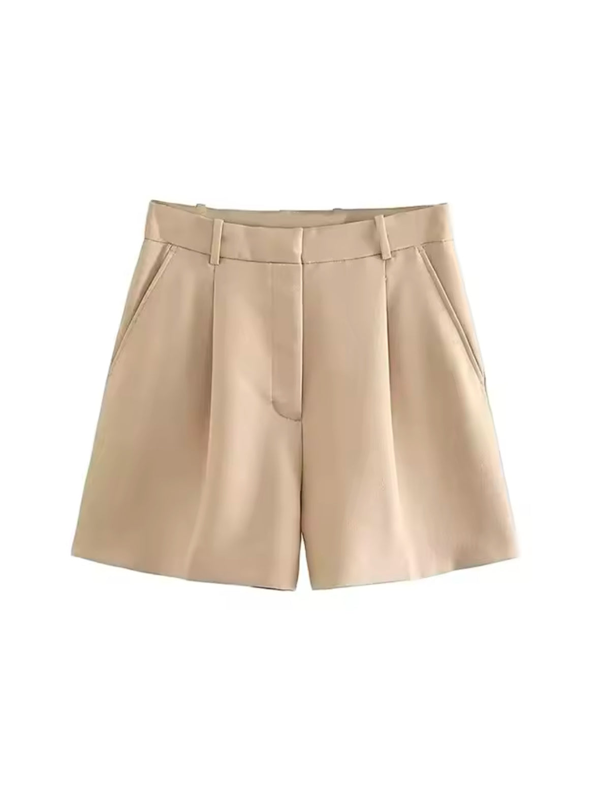 High Waist Bermuda Shorts for Women – Vintage Style with Side Pockets & Zipper Fly – Trendy Summer Fashion