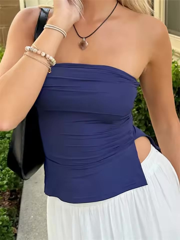 XLLAIS Strapless White Tube Top – Timeless Elegance for Every Season