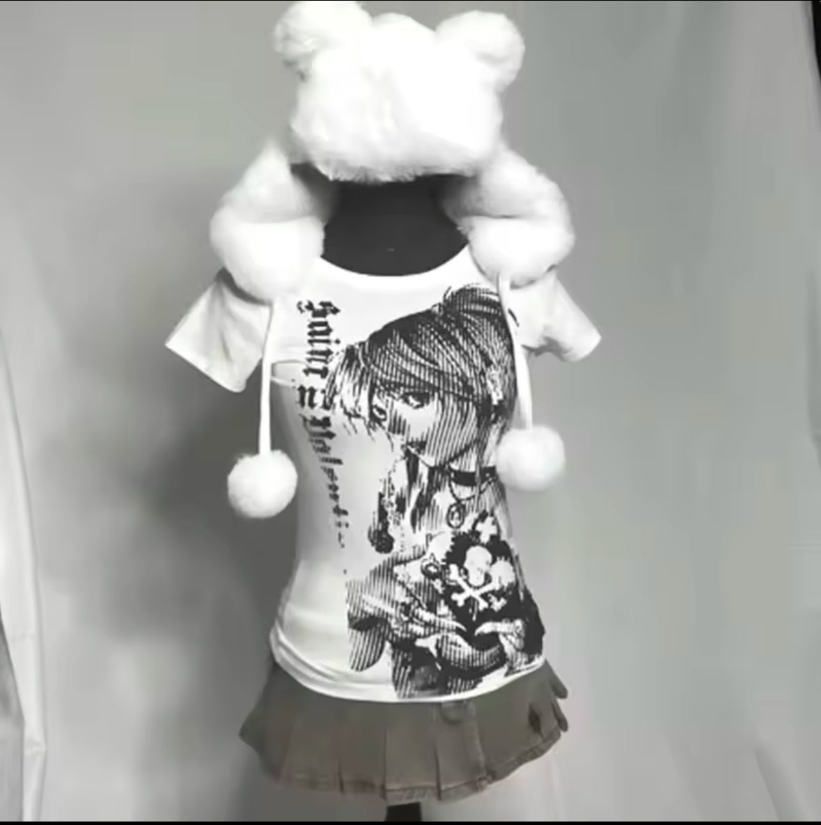 Y2K Anime Streetwear Crop Tee – Vintage 90s Text Print, Aesthetic Harajuku Women’s Casual Top – Perfect for Emo & Retro Fashion Fans