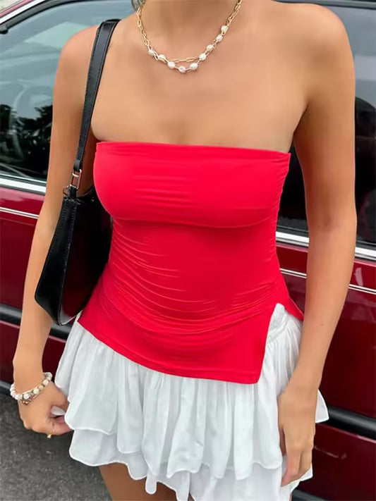 XLLAIS Strapless White Tube Top – Timeless Elegance for Every Season