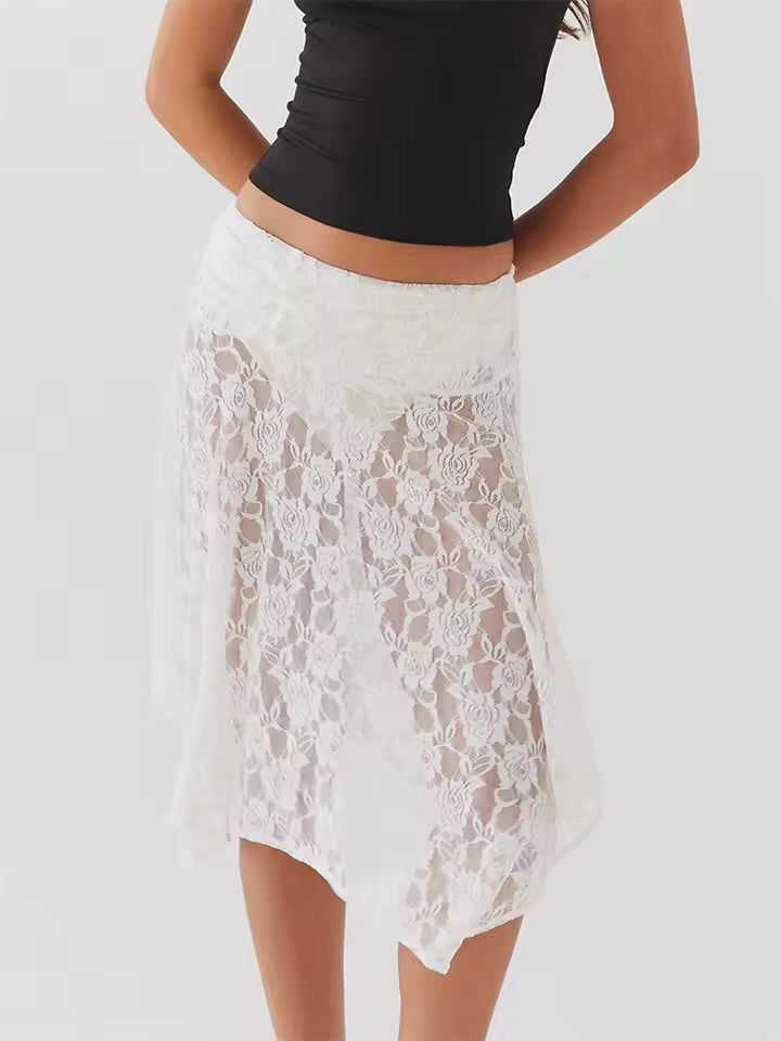 Glamine Goddess: Asymmetrical Lace Skirt That Dances With Light