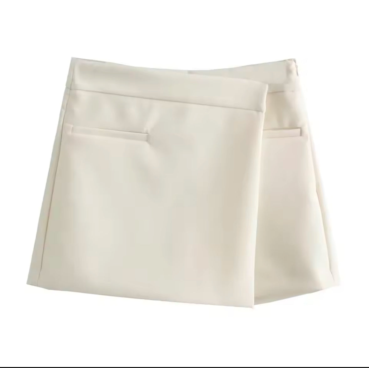 TRAFZA Vintage Split Mini Skirt Shorts for Women – High Waist, Elegant Office Fashion with Front Pockets – Stylish 2025 Trendy Look