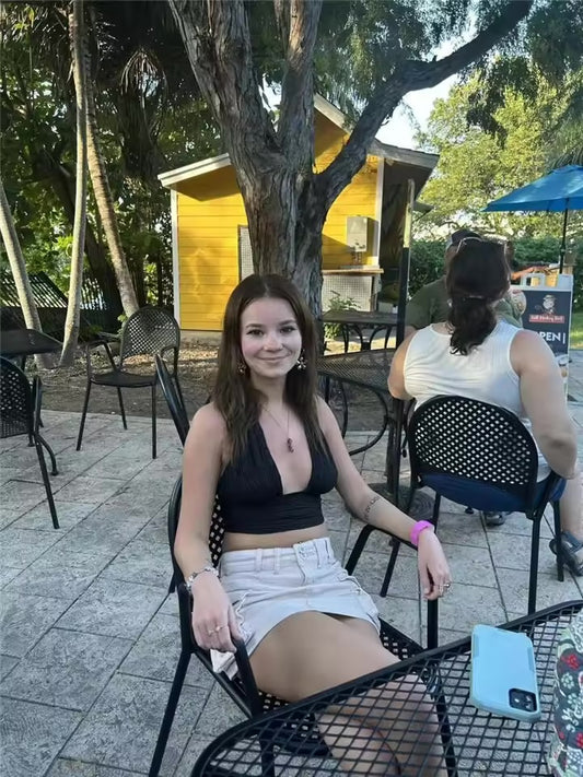 SXY Halter Neck Knot Backless Crop Top – Sleek, Sexy & Unforgettable