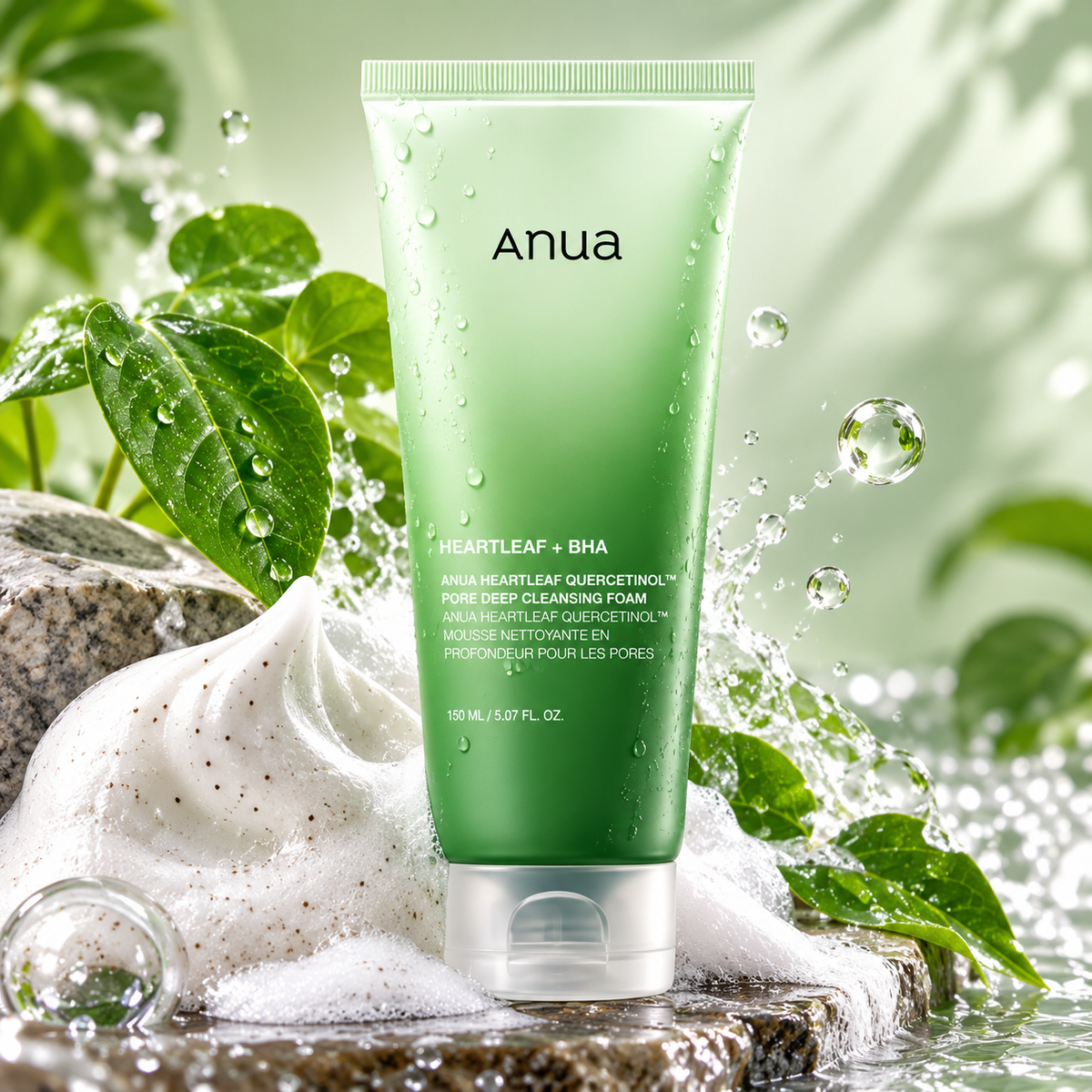 ANUA Heartleaf Quercetinol Pore Deep Cleansing Foam 150ml – Deep Pore Cleanser for Oily & Acne-Prone Skin