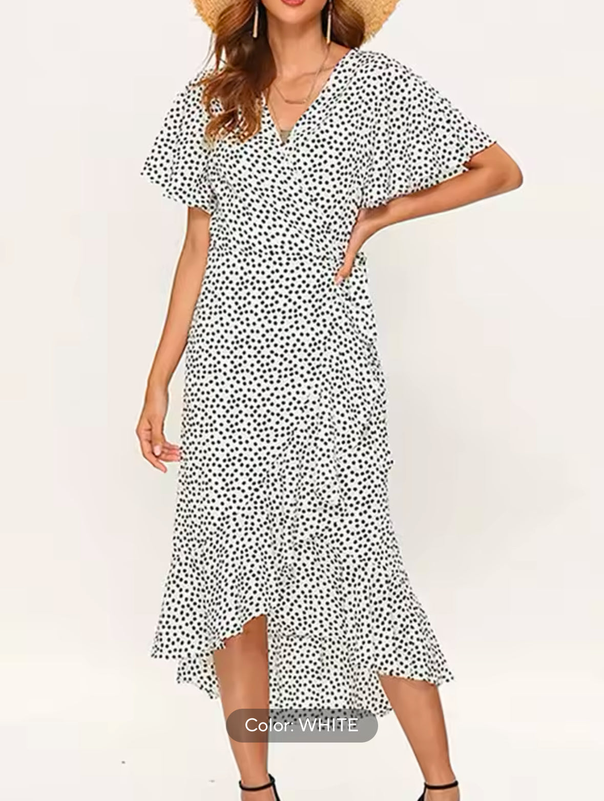 Boho Floral Print Chiffon Maxi Dress for Women – Elegant Summer Wrap V-Neck Split Beach & Party Dress