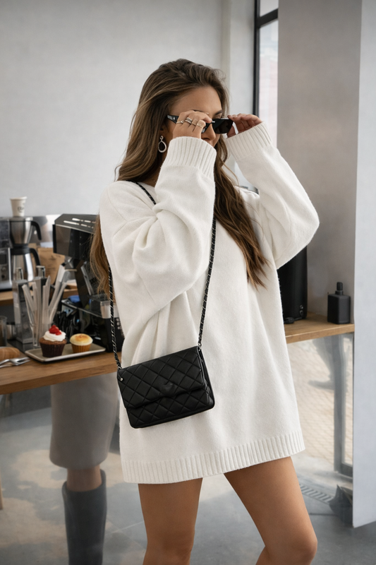 Women’s Loose Knit Pullover Sweater – Autumn Winter Solid Color Round Neck Casual Commuter Top