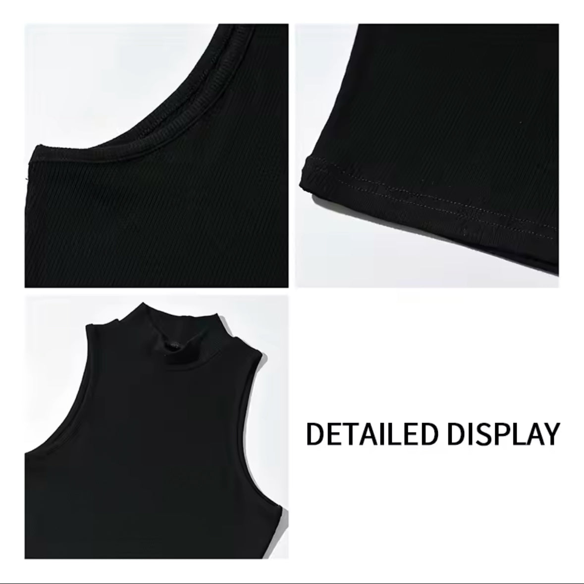 Summer Black Women’s Crop Top – High Neck Sleeveless Tank with Breathable Fabric and Comfortable Slim Fit for Stylish Everyday Wear