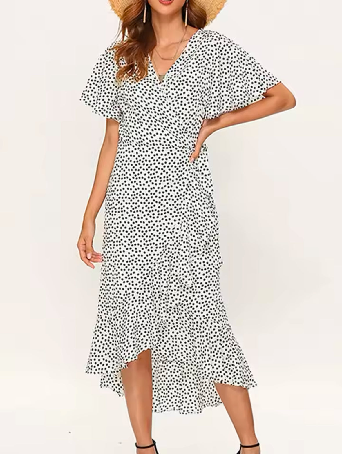 Boho Floral Print Chiffon Maxi Dress for Women – Elegant Summer Wrap V-Neck Split Beach & Party Dress
