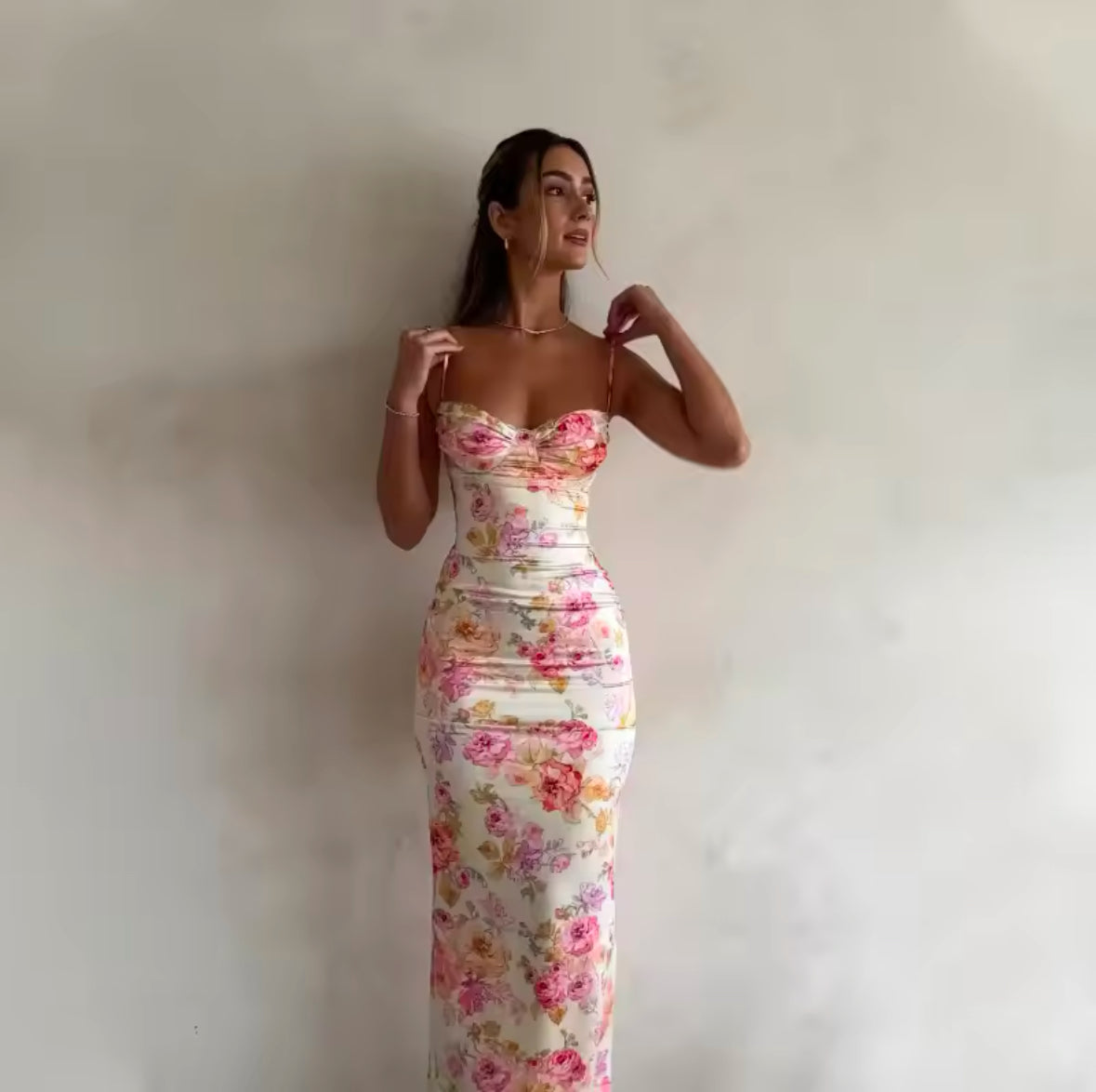 New Floral Sleeveless Mini Dress for Women – Spaghetti Strap, Slim Fit, Split Party Beach Style for Summer 2025