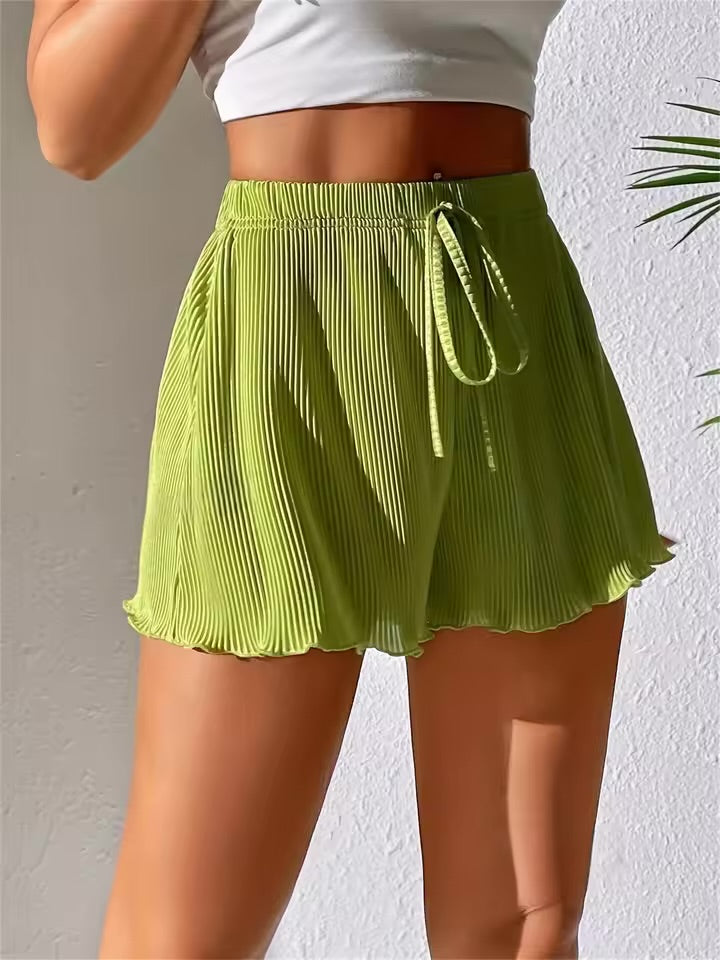 Effortless Elegance: Breezaya Ruffle Trim Ribbon Shorts