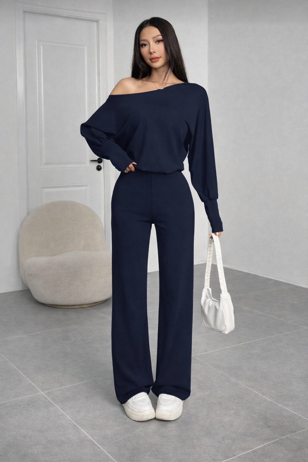 Women’s Off-Shoulder Long Sleeve Jumpsuit – Elegant Autumn Casual Look