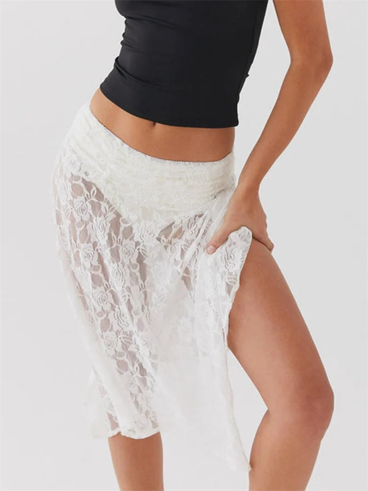Glamine Goddess: Asymmetrical Lace Skirt That Dances With Light